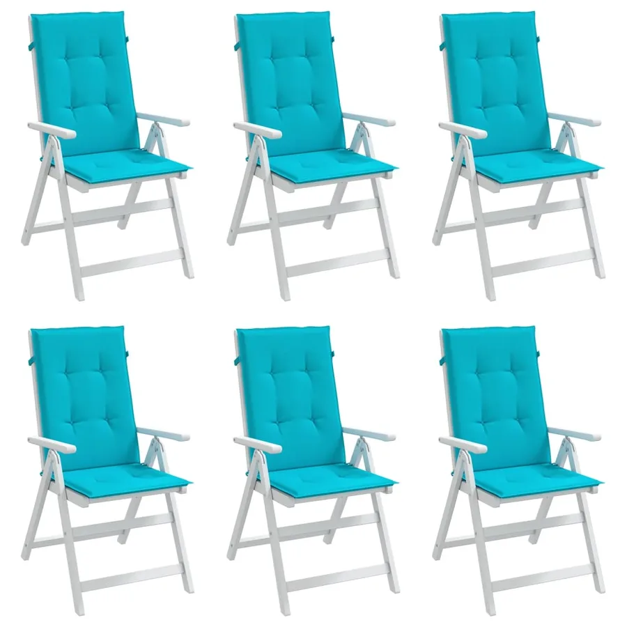 Coussins de chaise à dossier haut lot de 6 turquoise tissu - 4