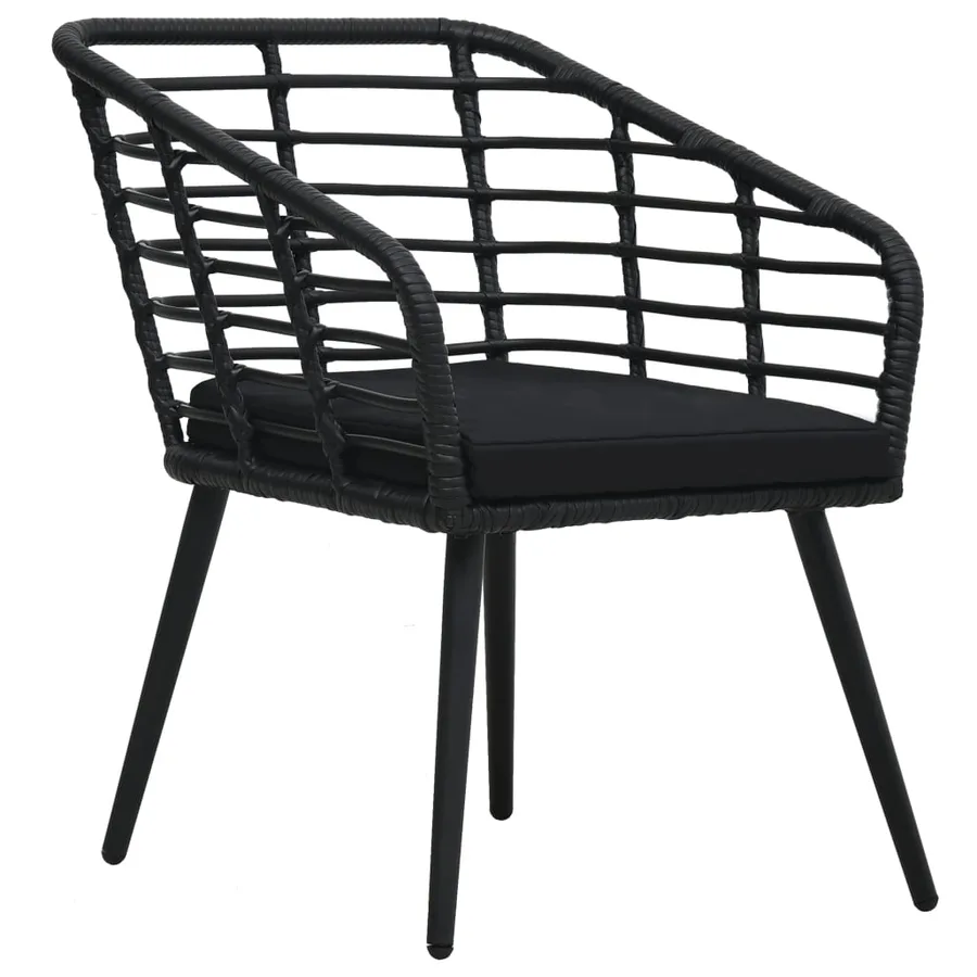 Ensemble de bistro 3 pcs Résine tressée Noir - 4