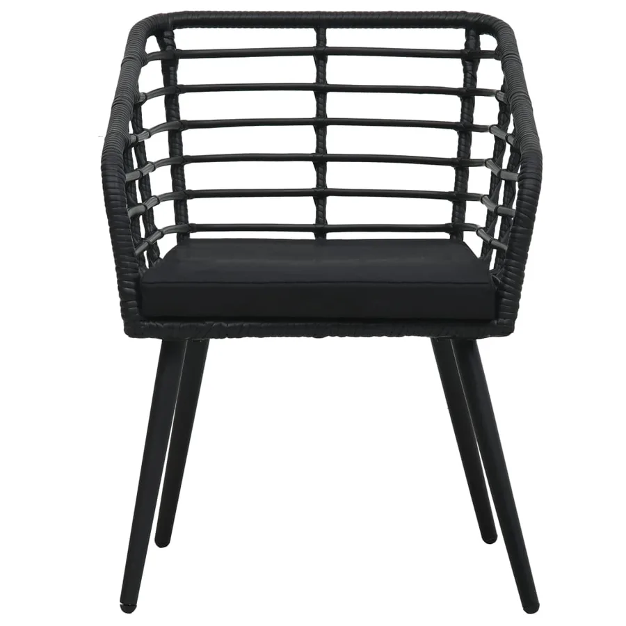 Ensemble de bistro 3 pcs Résine tressée Noir - 5