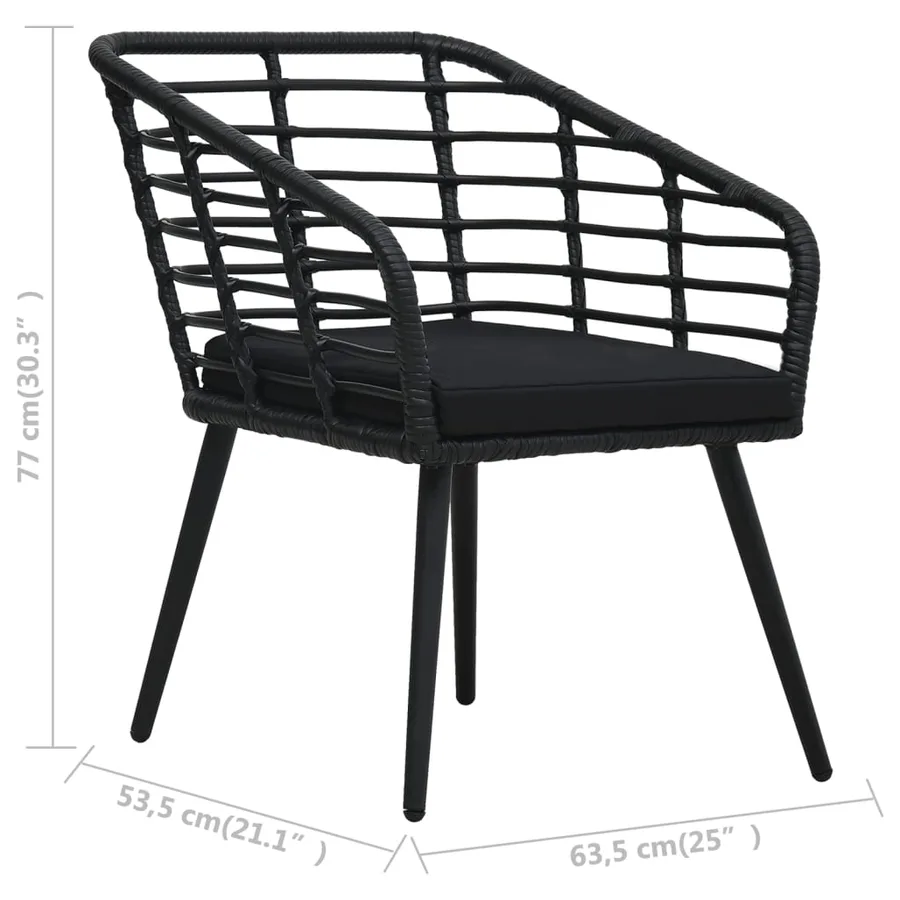 Ensemble de bistro 3 pcs Résine tressée Noir - 8