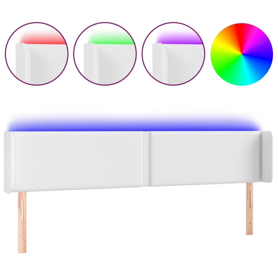 Tête de lit à LED Blanc 203x16x78/88 cm Similicuir - 2