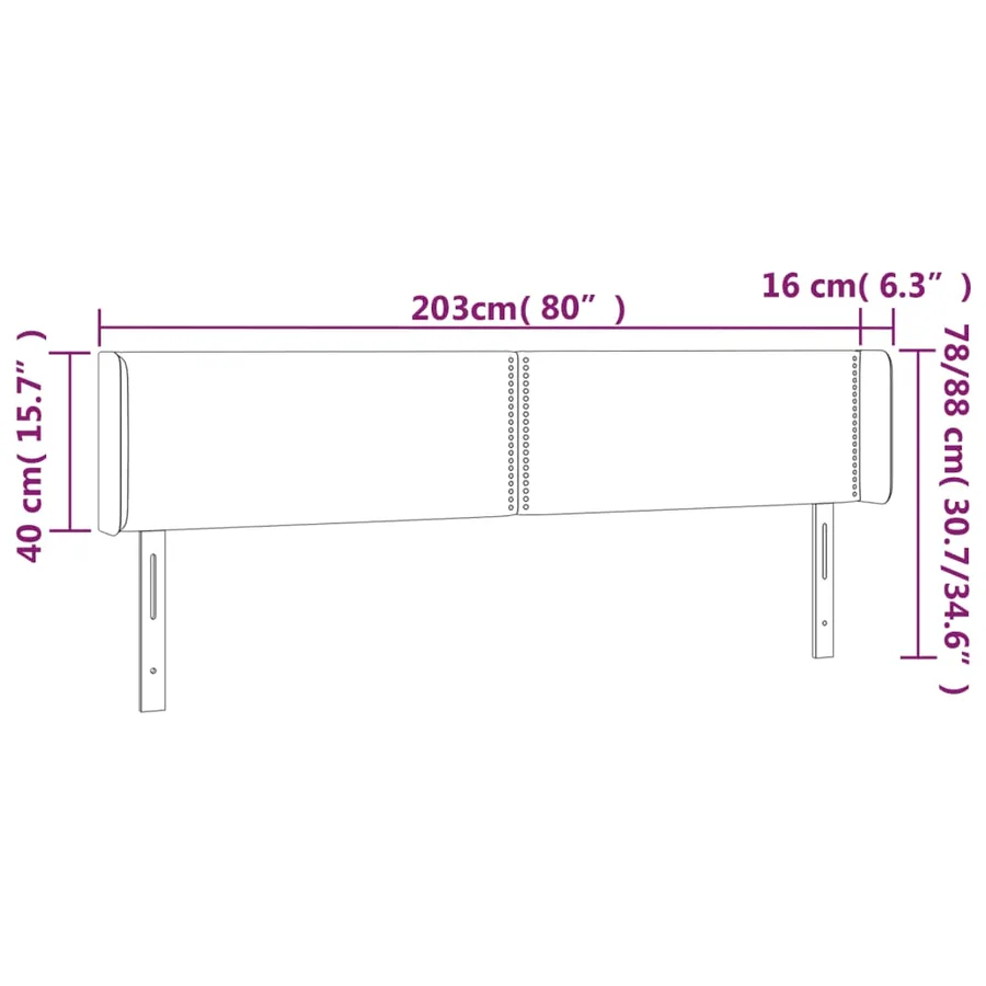 Tête de lit à LED Blanc 203x16x78/88 cm Similicuir - 6