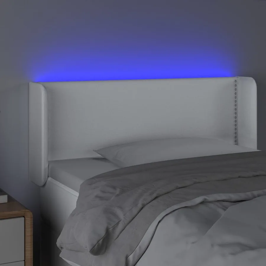 Tête de lit à LED Blanc 103x16x78/88 cm Similicuir - 4
