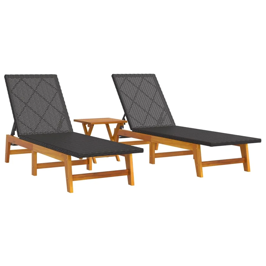 Salon de jardin 3 pcs résine tressée et bois massif d'acacia - 3