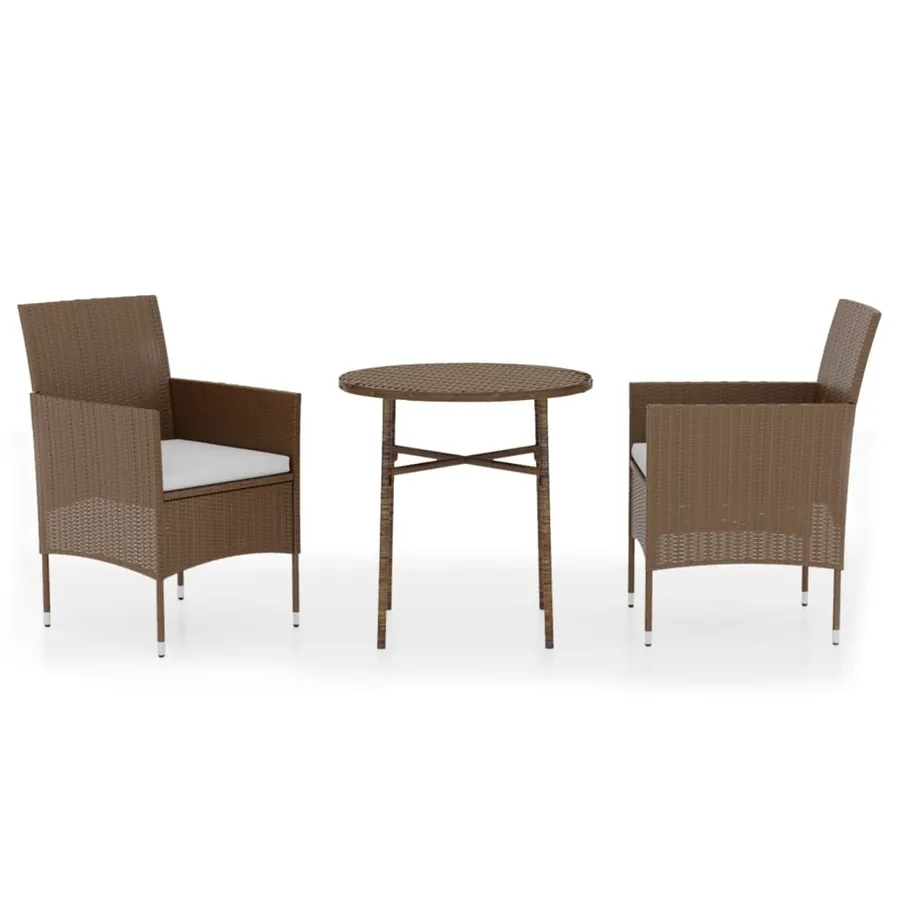 Ensemble à manger de jardin 3pcs Résine tressée Marron - 2