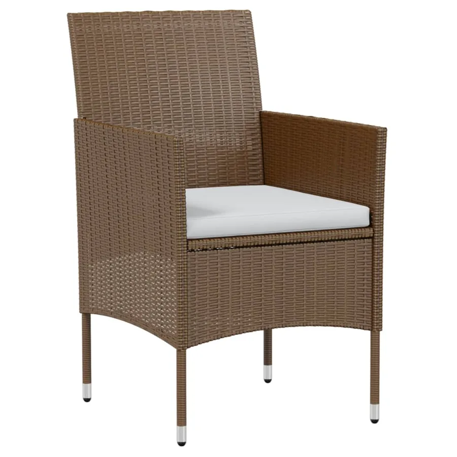 Ensemble à manger de jardin 3pcs Résine tressée Marron - 3