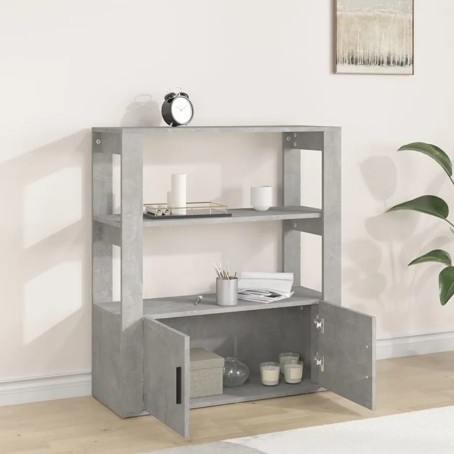 Buffet Gris béton 80x30x90 cm Bois d'ingénierie - 3