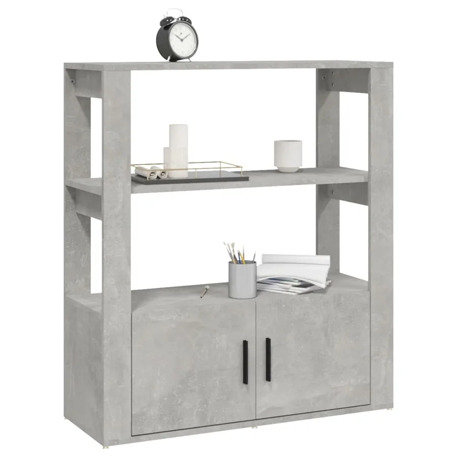 Buffet Gris béton 80x30x90 cm Bois d'ingénierie - 4