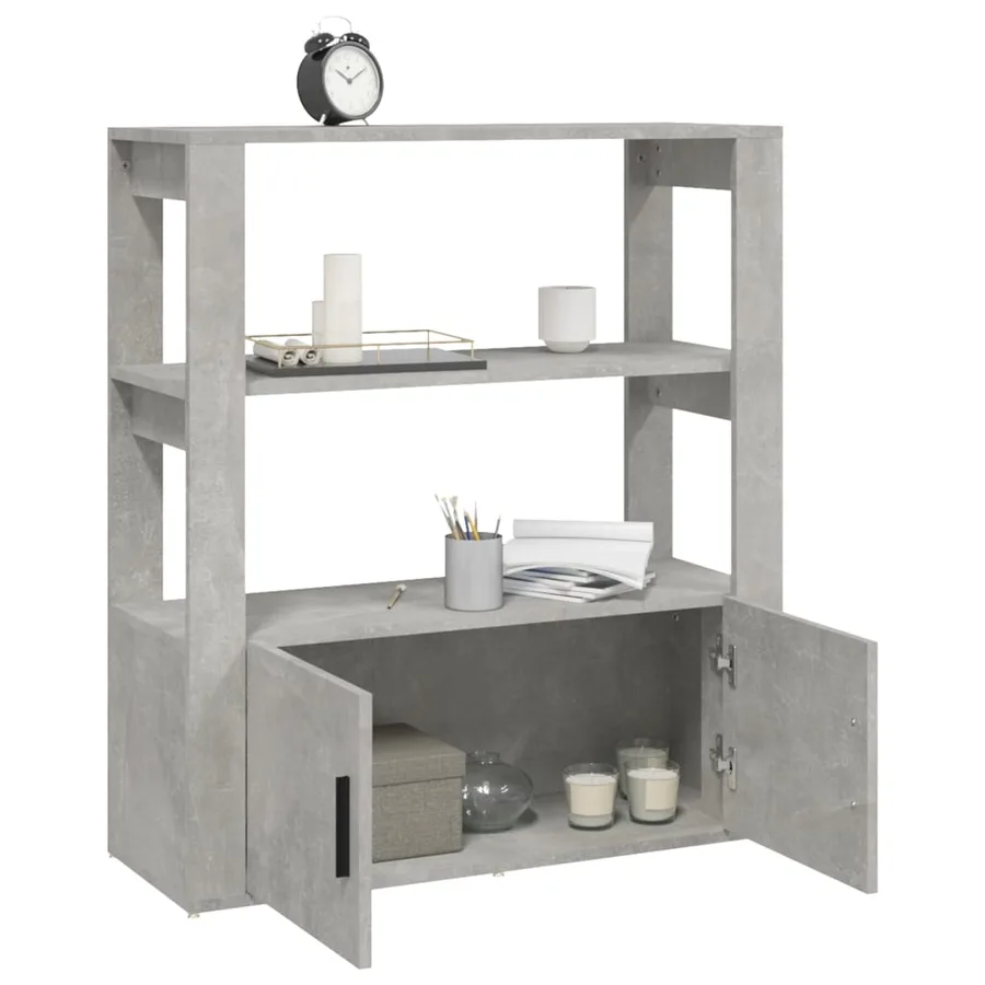 Buffet Gris béton 80x30x90 cm Bois d'ingénierie - 5