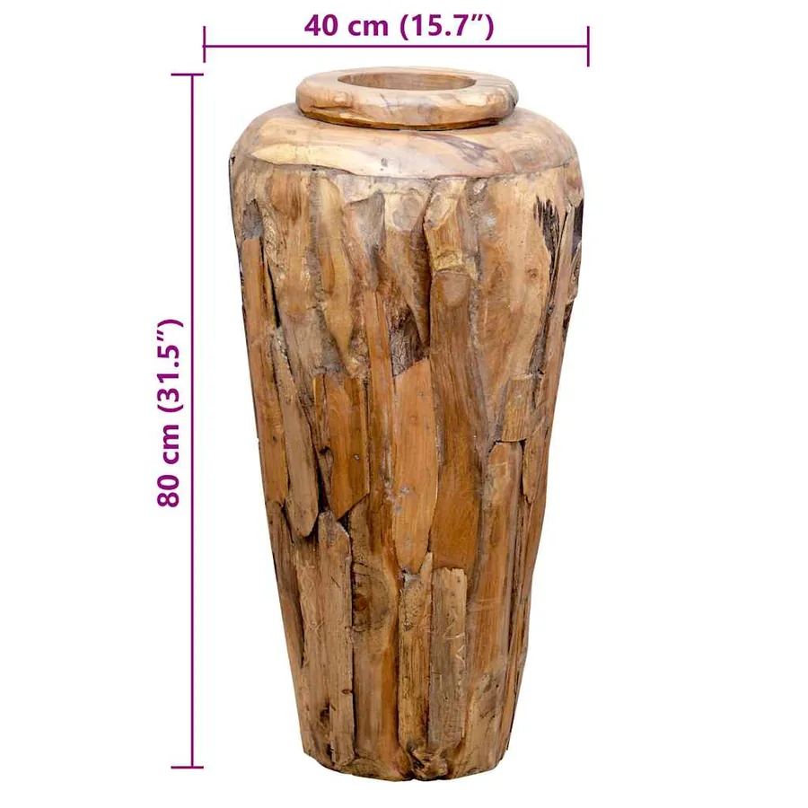 Vase de décoration 40 x 80 cm Bois de teck solide - 7