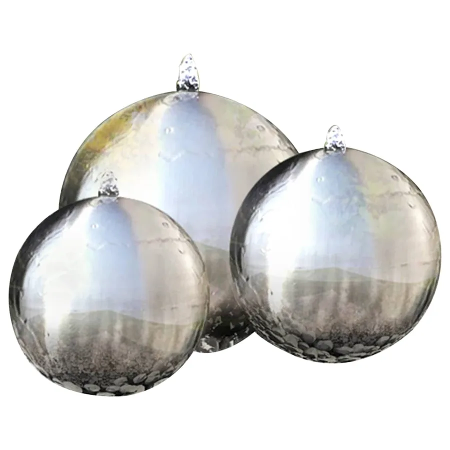 3 pcs Sphères de fontaine de jardin avec LED Acier inoxydable - 2
