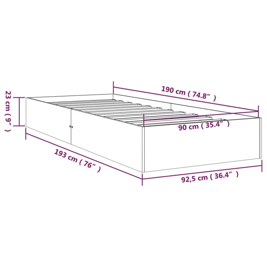 Cadre de lit sans matelas bois massif 90x190 cm - 9