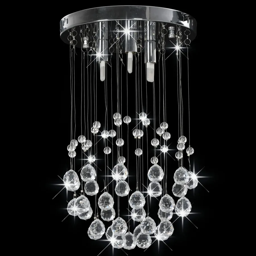 Plafonnier avec perles de cristal Argenté Sphère 3 ampoules G9 - 3