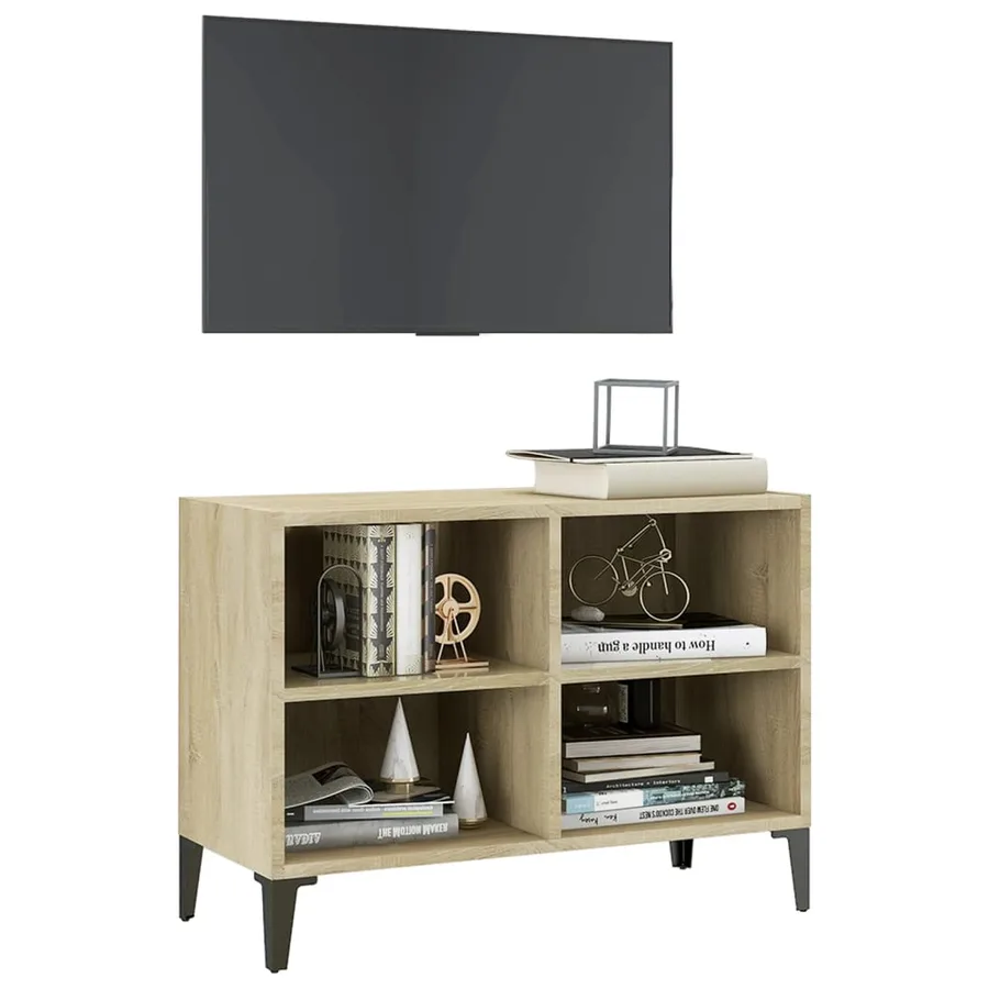 Meuble TV avec pieds en métal Chêne sonoma 69,5x30x50 cm - 3