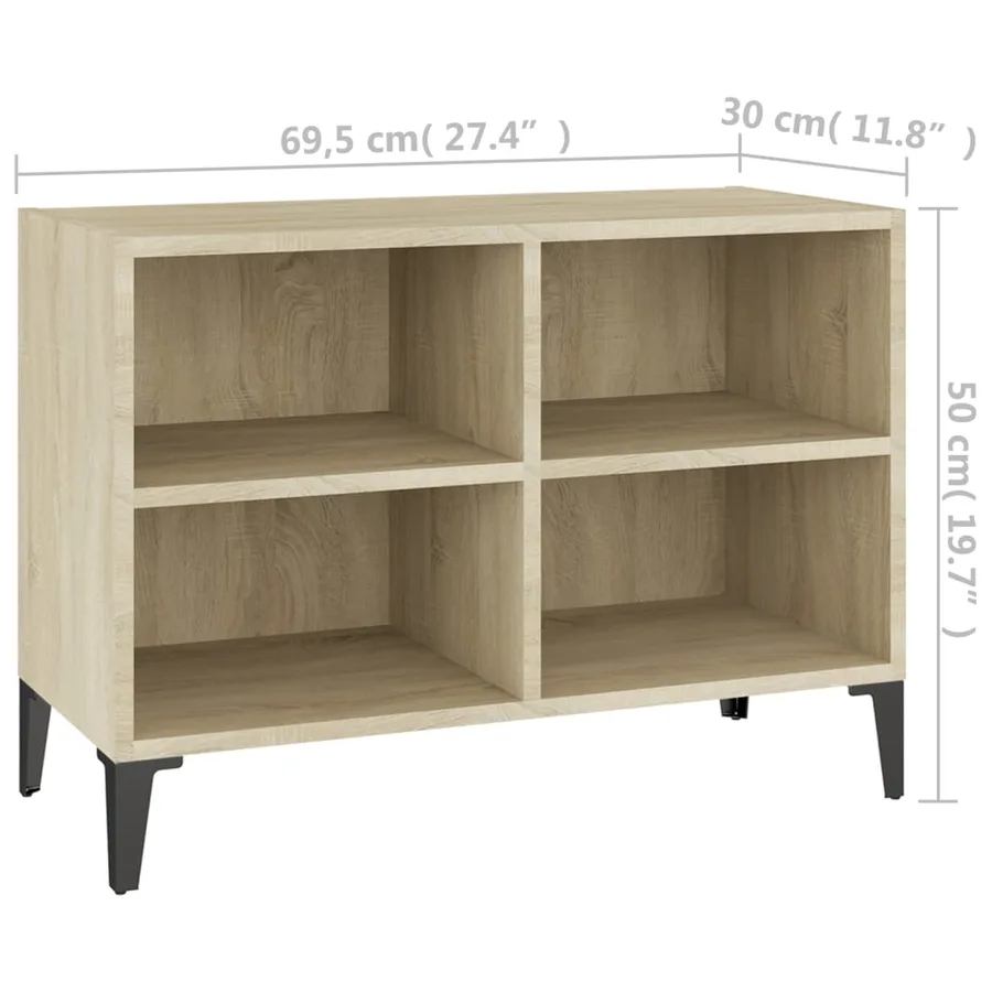 Meuble TV avec pieds en métal Chêne sonoma 69,5x30x50 cm - 6