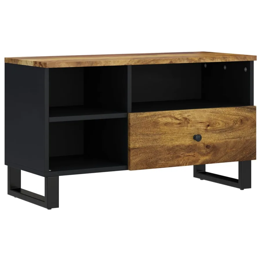Meuble TV 80x33x46 cm bois de manguier et d'ingénierie - 2