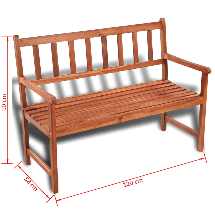 Banc de jardin 120 cm bois solide d'acacia - 5