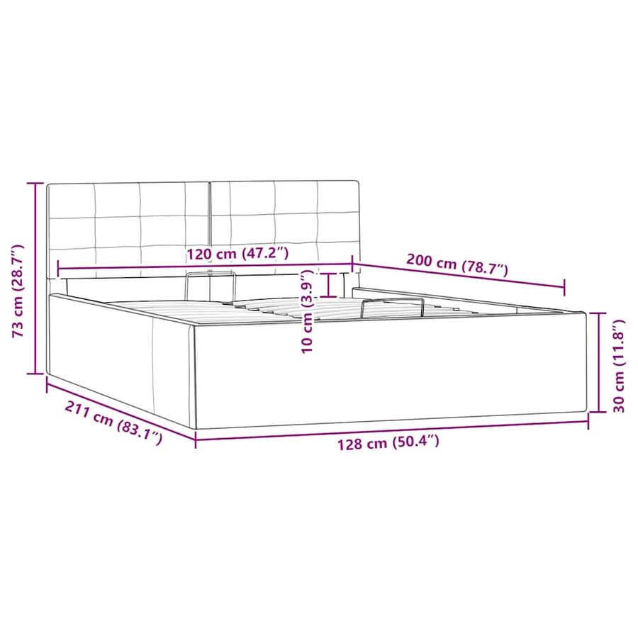 Cadre de lit à rangement hydraulique sans matelas 120x200 cm - 10