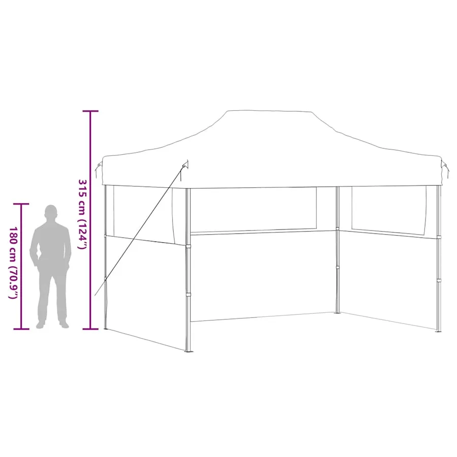 Tente de réception pliable avec 3 parois 3x4 m Acier Anthracite - 12