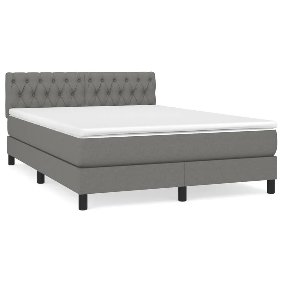 Sommier à lattes de lit avec matelas Gris foncé 140x190cm Tissu - 2
