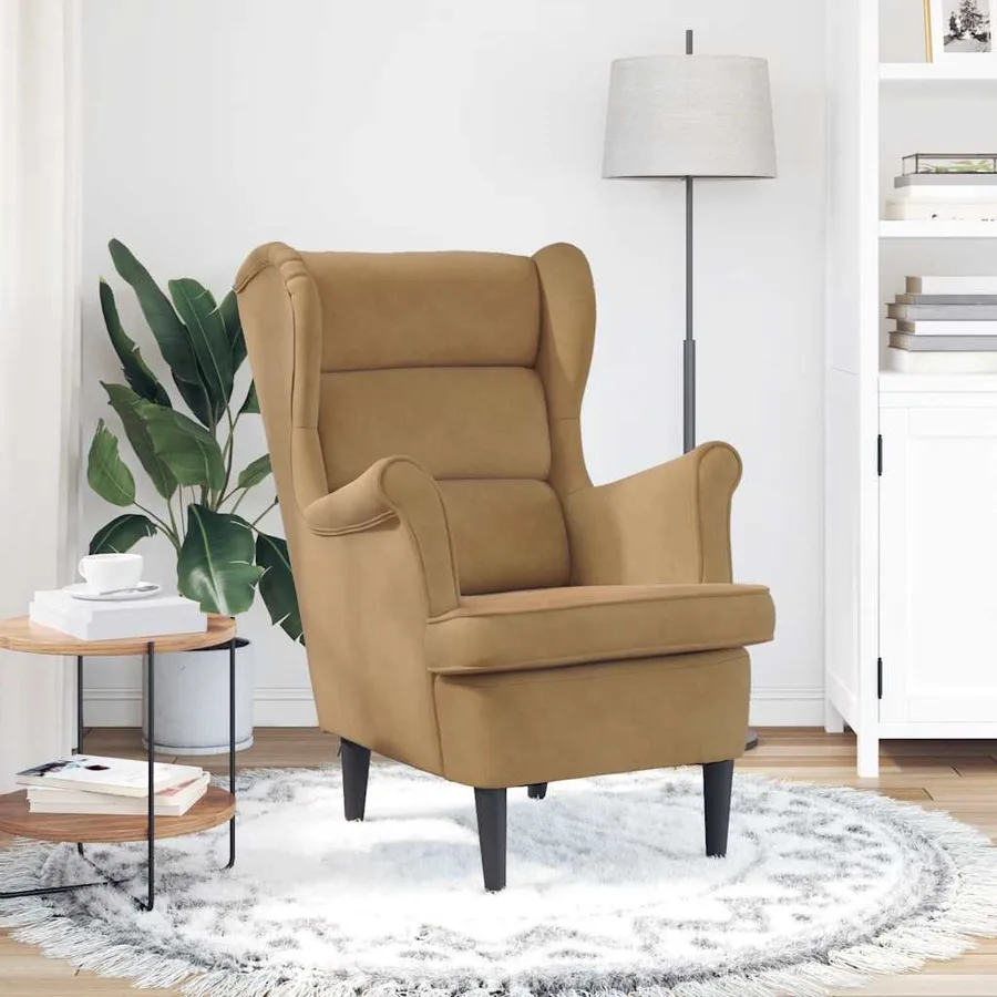 Fauteuil marron velours - 3