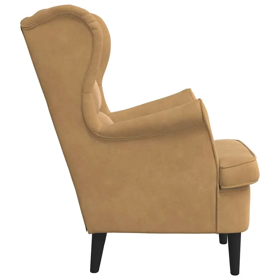 Fauteuil marron velours - 5