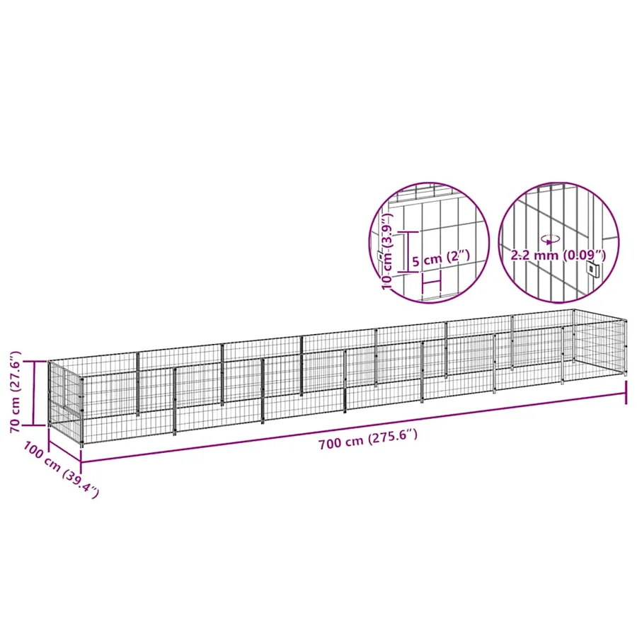 Chenil Argenté 7 m² Acier - 9