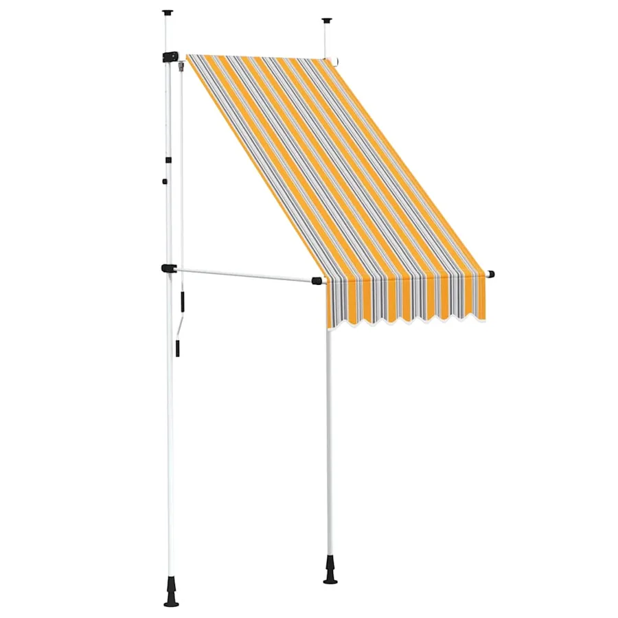 Auvent rétractable manuel 100 cm Rayures jaunes et bleues - 2