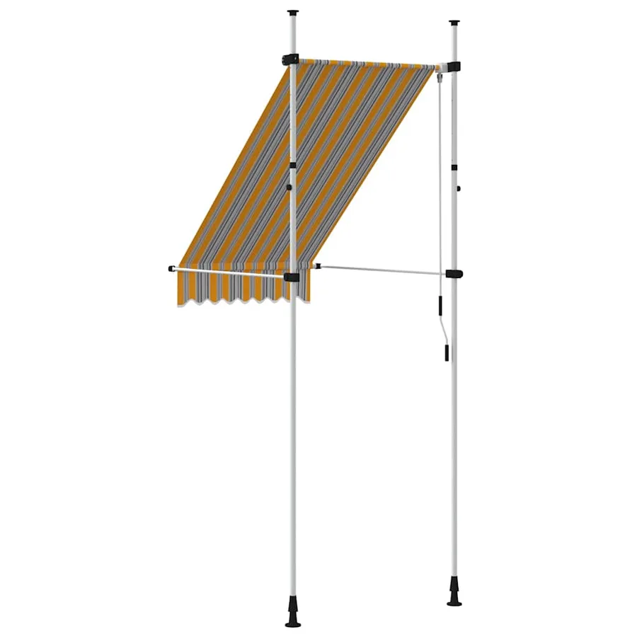 Auvent rétractable manuel 100 cm Rayures jaunes et bleues - 4