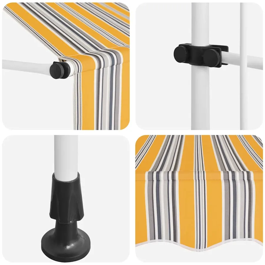 Auvent rétractable manuel 100 cm Rayures jaunes et bleues - 8