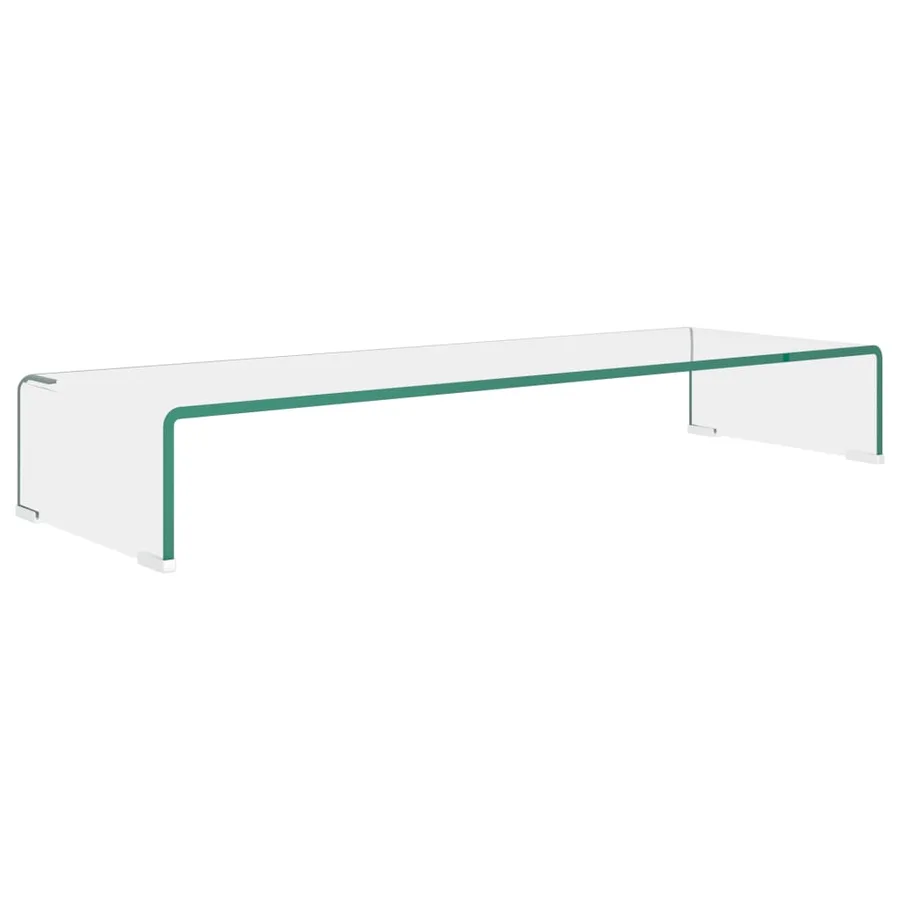 Meuble TV/pour moniteur 90x30x13 cm verre transparent - 2