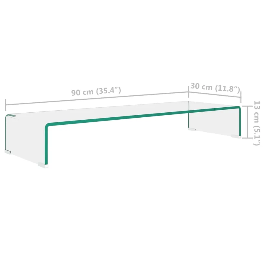 Meuble TV/pour moniteur 90x30x13 cm verre transparent - 6