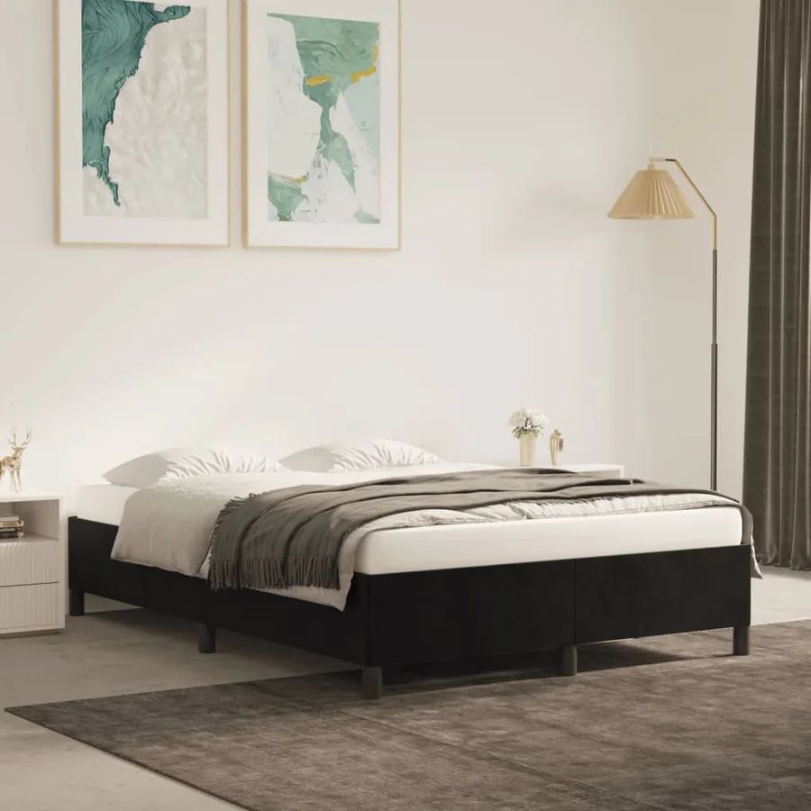Cadre de lit sans matelas noir 140x190 cm velours