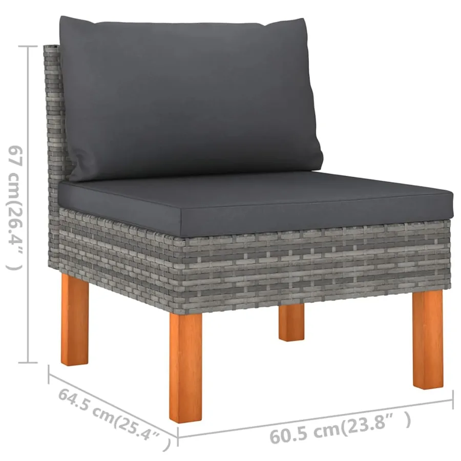 Salon de jardin 5 pcs avec coussins Résine tressée Gris - 11