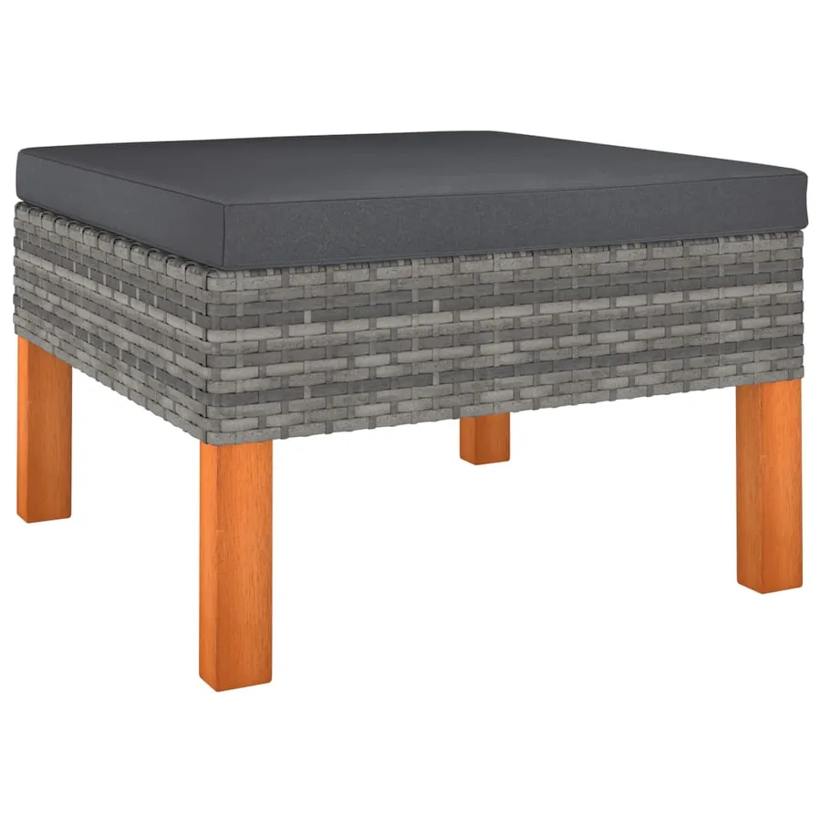 Salon de jardin 5 pcs avec coussins Résine tressée Gris - 7