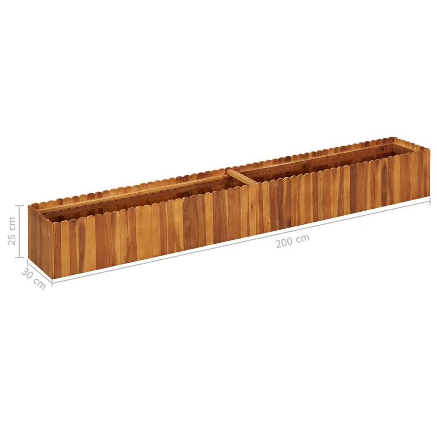 Lit surélevé de jardin 200x30x25 cm Bois massif d'acacia - 6