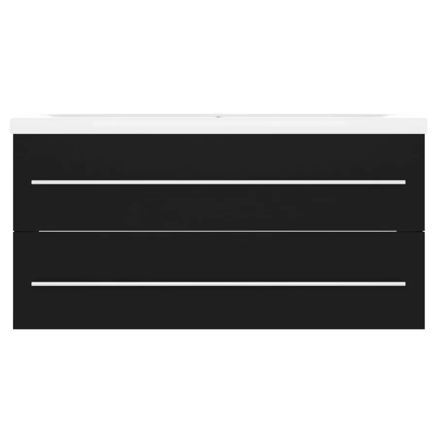 Armoire d'évier avec lavabo intégré Noir Aggloméré - 4
