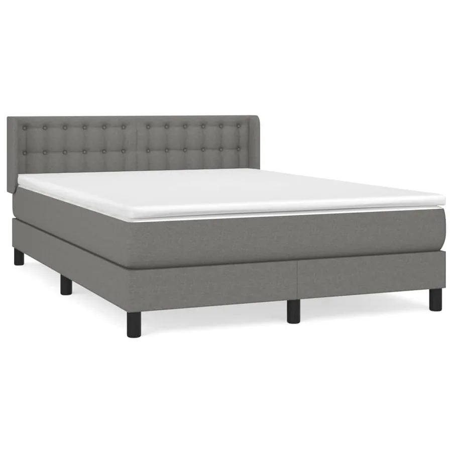Sommier à lattes de lit avec matelas Gris foncé 140x190cm Tissu - 2