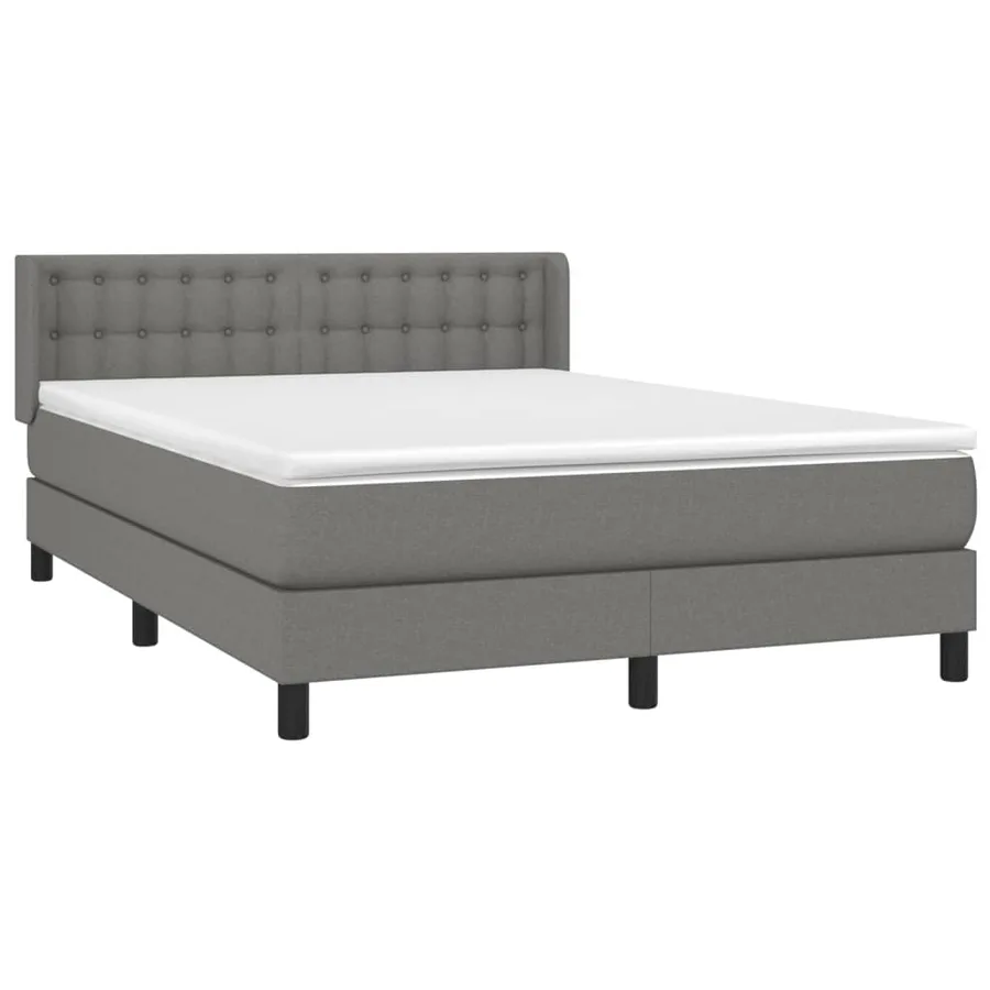 Sommier à lattes de lit avec matelas Gris foncé 140x190cm Tissu - 3