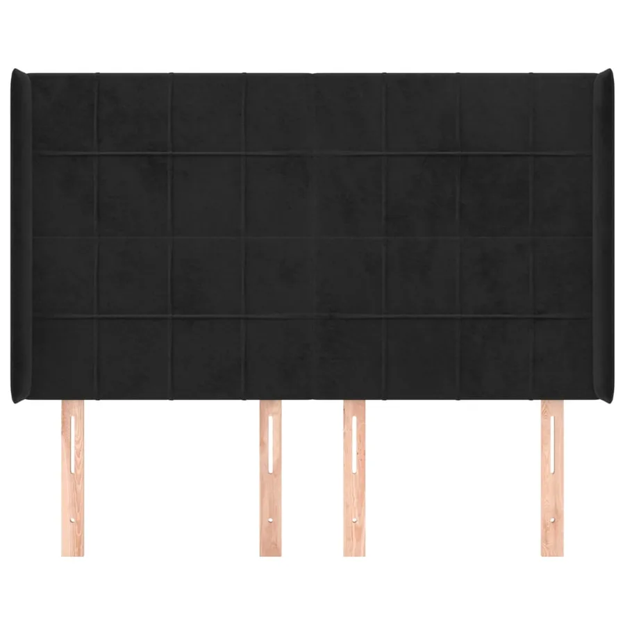Tête de lit avec oreilles Noir 147x16x118/128 cm Velours - 3