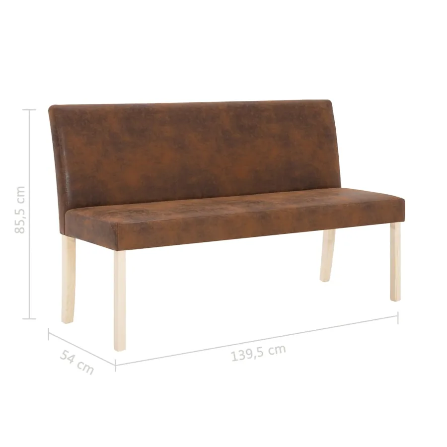 Banc 139,5 cm Marron Similicuir daim - 8