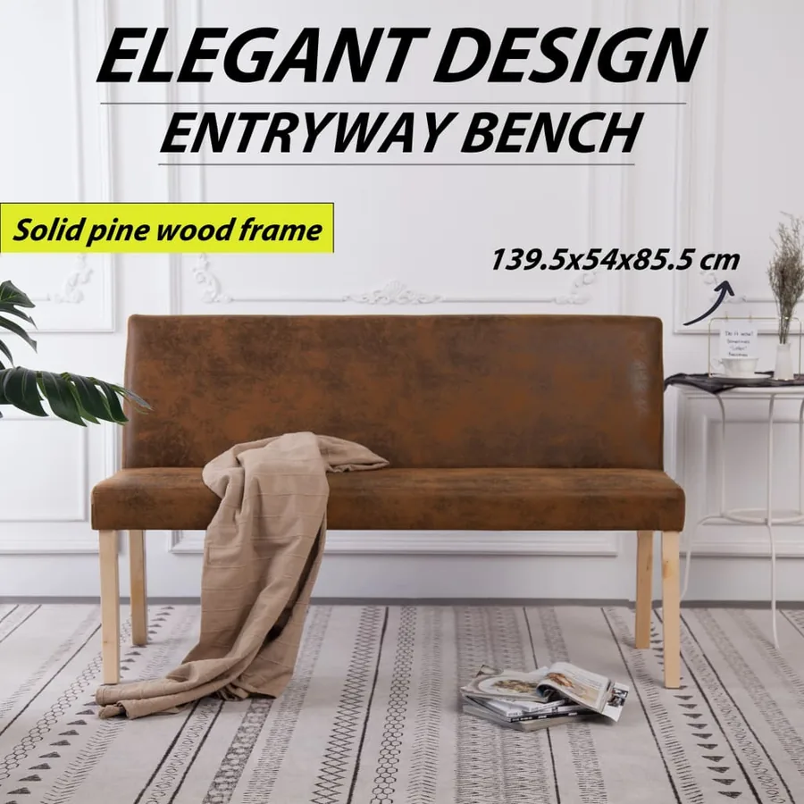 Banc 139,5 cm Marron Similicuir daim - 9