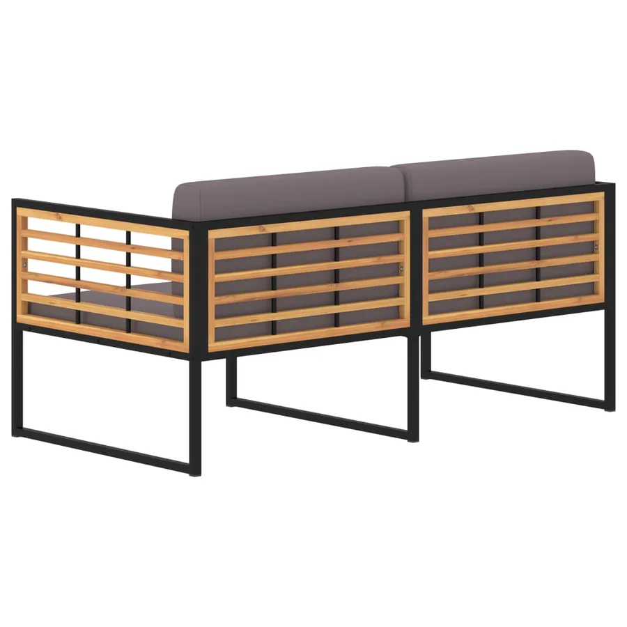 Banc de jardin avec coussins 136 cm Bois d'acacia Gris foncé - 4
