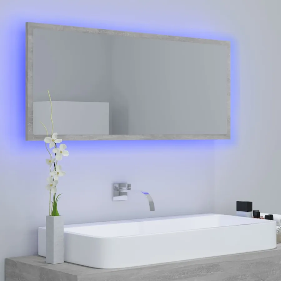 Miroir à LED de salle de bain Gris béton 100x8,5x37cm Acrylique - 3