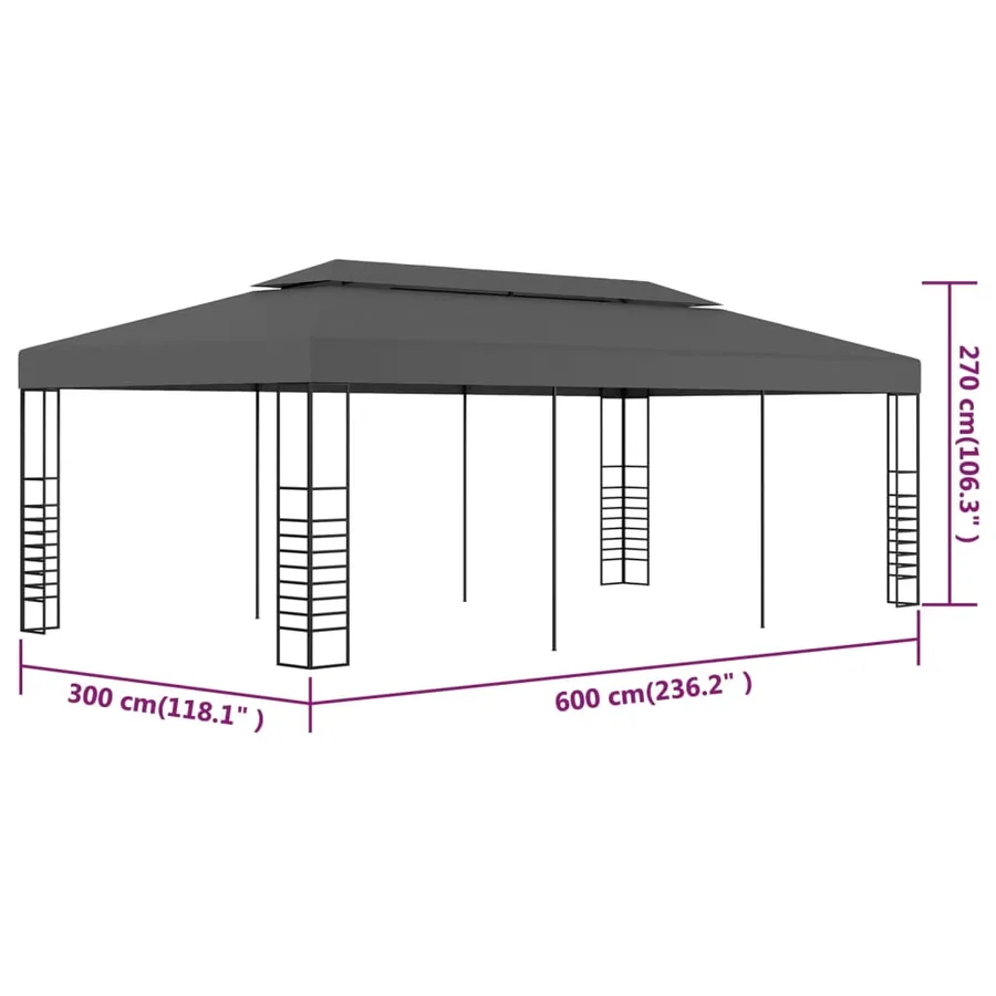 Tonnelle de jardin 3 x 6 m Anthracite - 6
