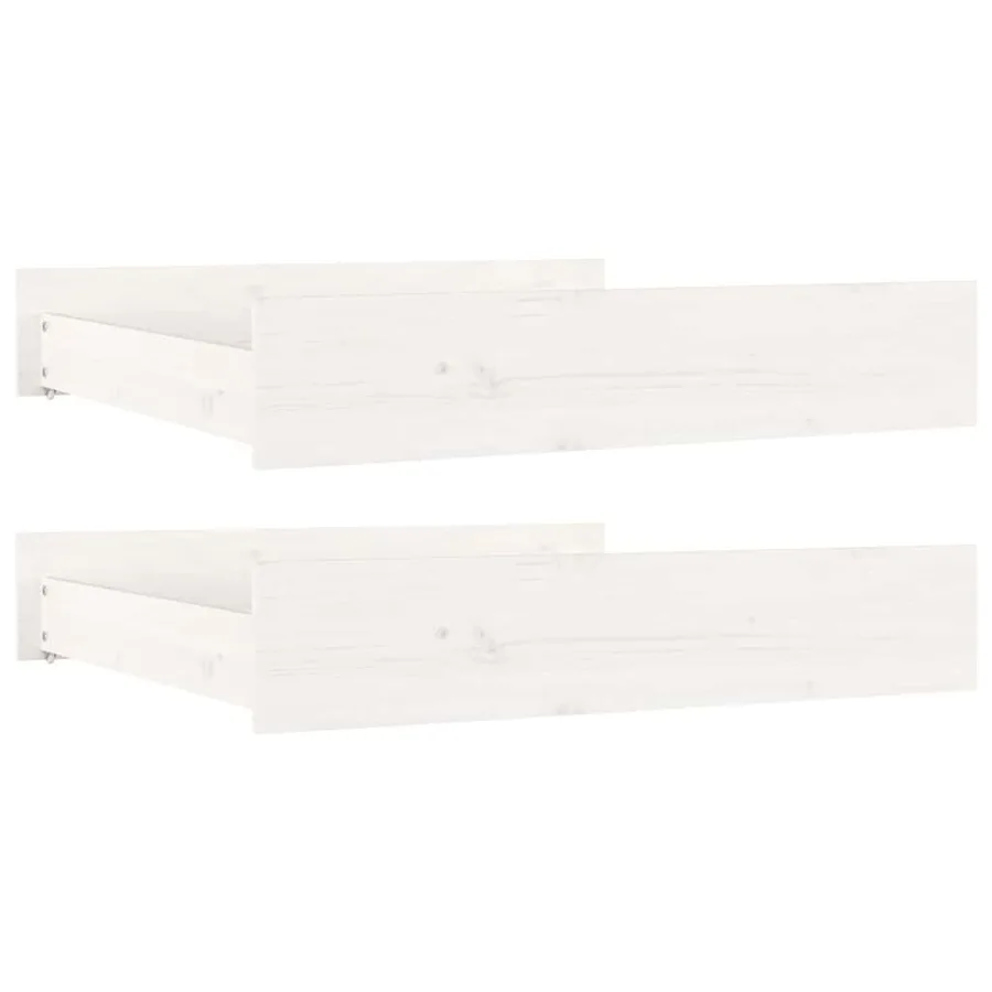 Tiroirs de lit 2 pcs blanc Bois de pin massif - 2