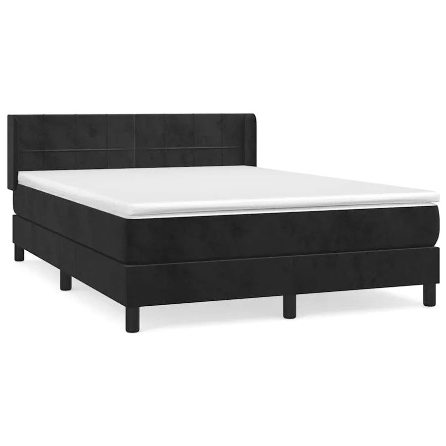Sommier à lattes de lit avec matelas Noir 140x200 cm Velours - 2