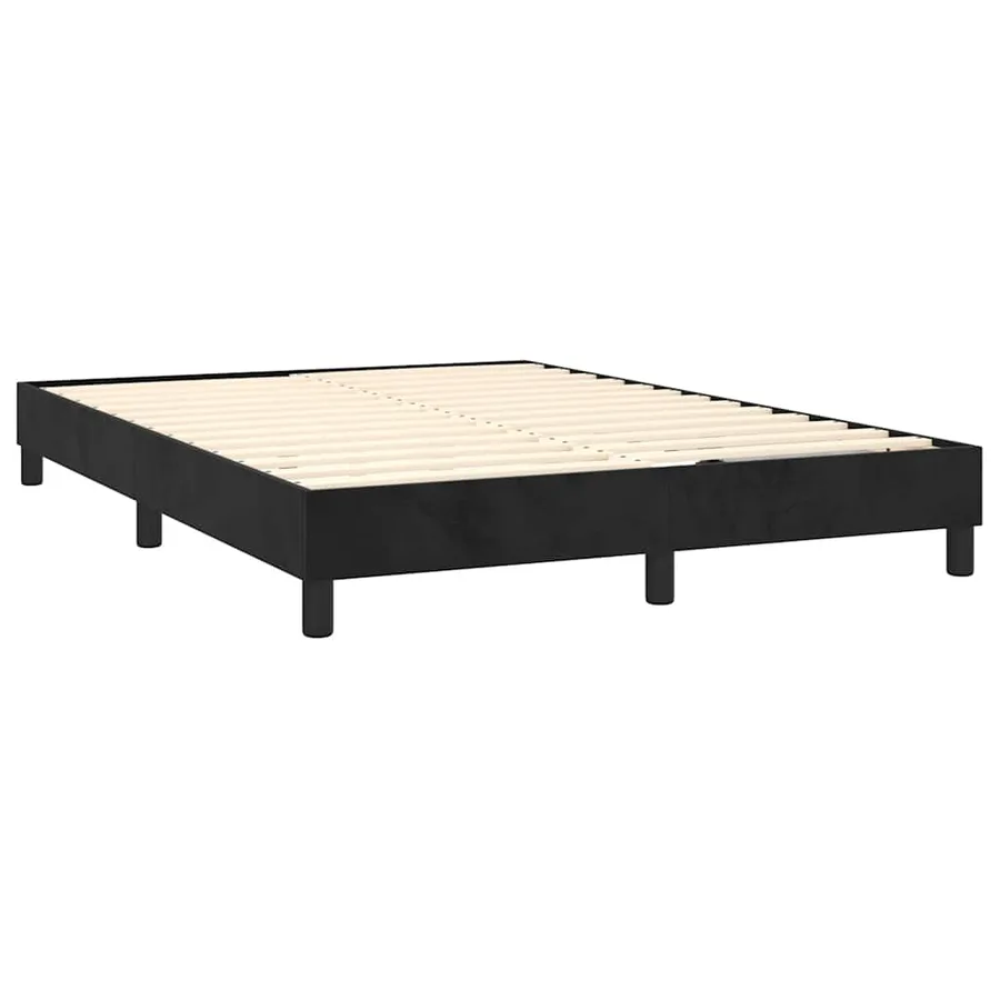 Sommier à lattes de lit avec matelas Noir 140x200 cm Velours - 4