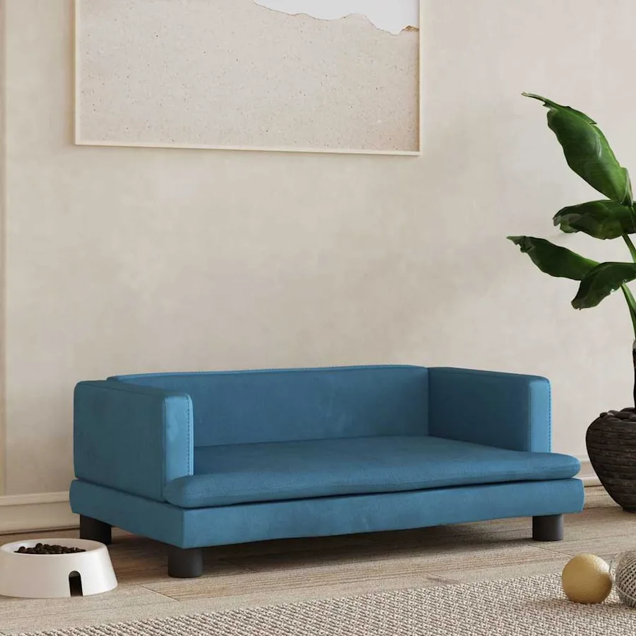 Lit pour chien bleu 80x45x30 cm velours
