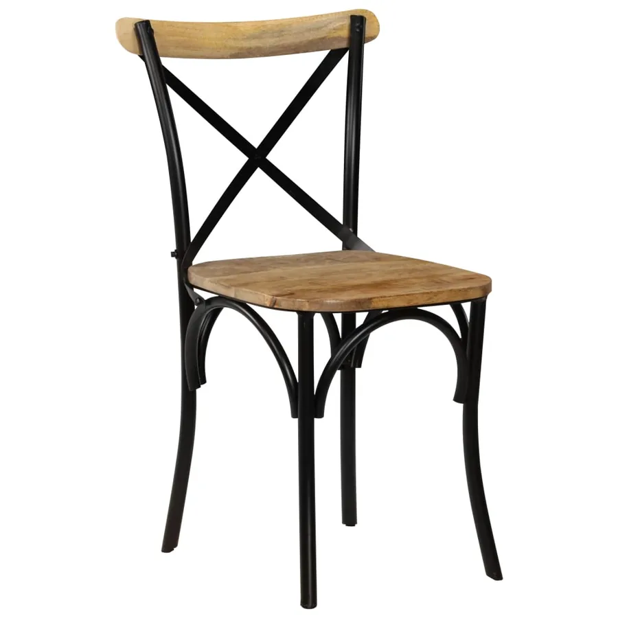 Chaises à dossier croisé lot de 6 noir bois de manguier massif - 12